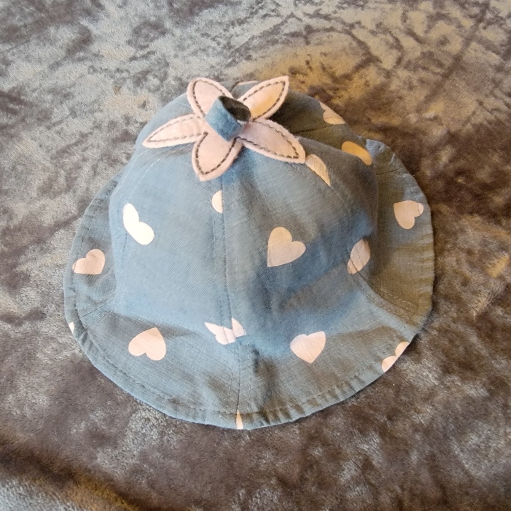Heart Bucket Hat Toddler Girls Blue Pink Excellent Flower Sun Cap Valentine M870